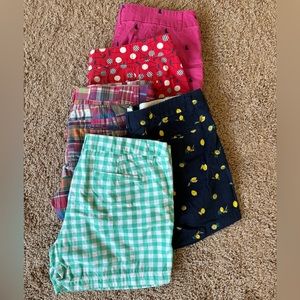 Set of five J. Crew Shorts Merona British Khaki gingham 12 Cherry lemon plaid